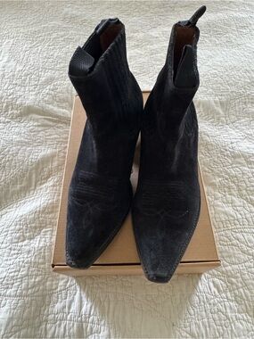Ann Mashburn | Black Suede Women's Ankle Cowboy Boots